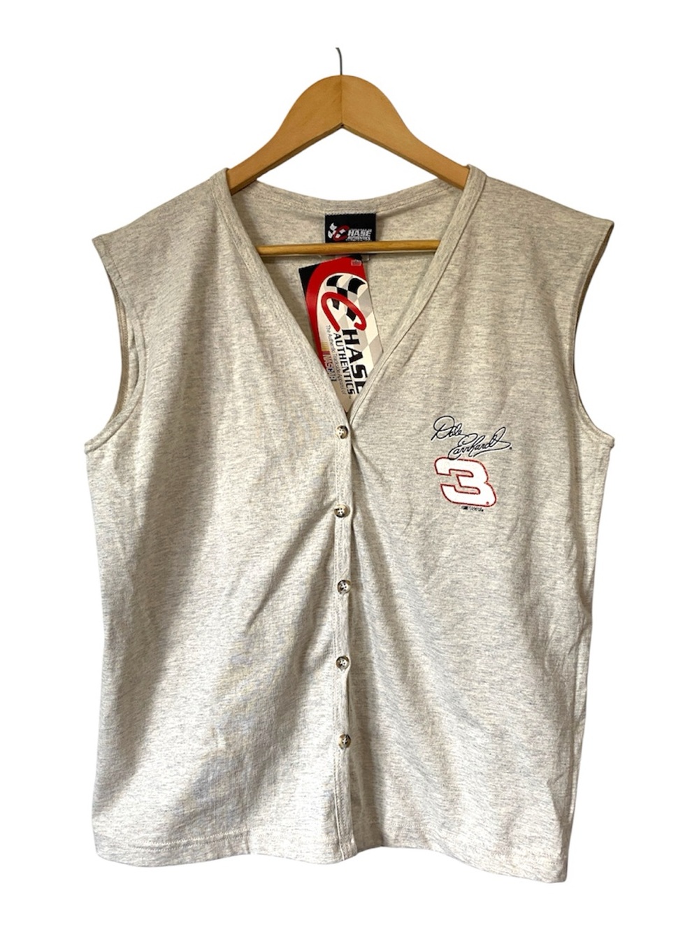 NWT Vintage Chase Authentics Dale Earnhardt 3 Sleeveless Vest Shirt Grey L